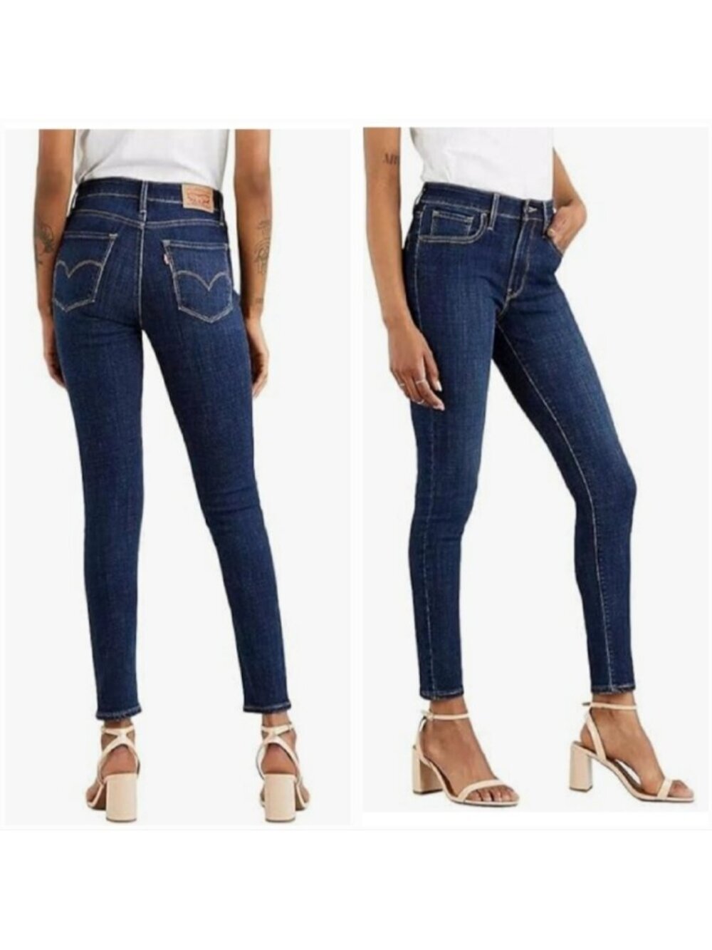 Levis 721 High Waisted Rise Skinny Jeans Stretchy Dark Wash Blue Denim size 28